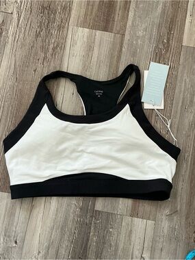 Calme Black & White Racerback Sports Bra